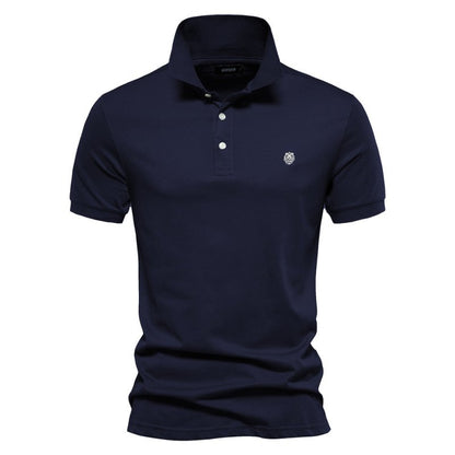 Herren Klassisches Polo-Shirt Minimale Knöpfe Weiß