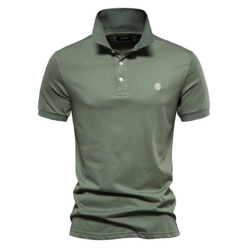 Herren Klassisches Polo-Shirt Minimale Knöpfe Weiß