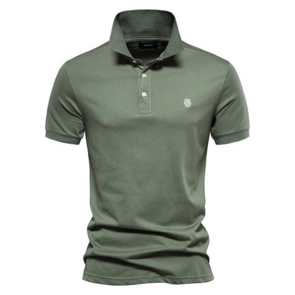 Herren Klassisches Polo-Shirt Minimale Knöpfe Weiß