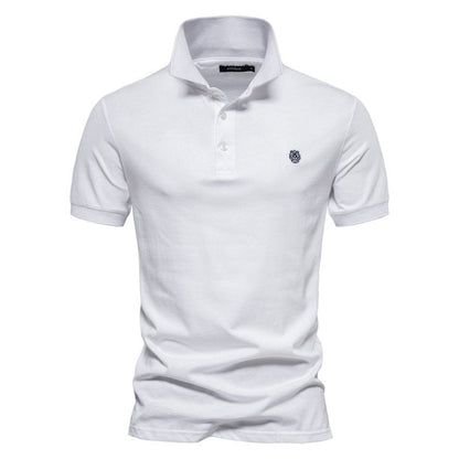 Herren Klassisches Polo-Shirt Minimale Knöpfe Weiß