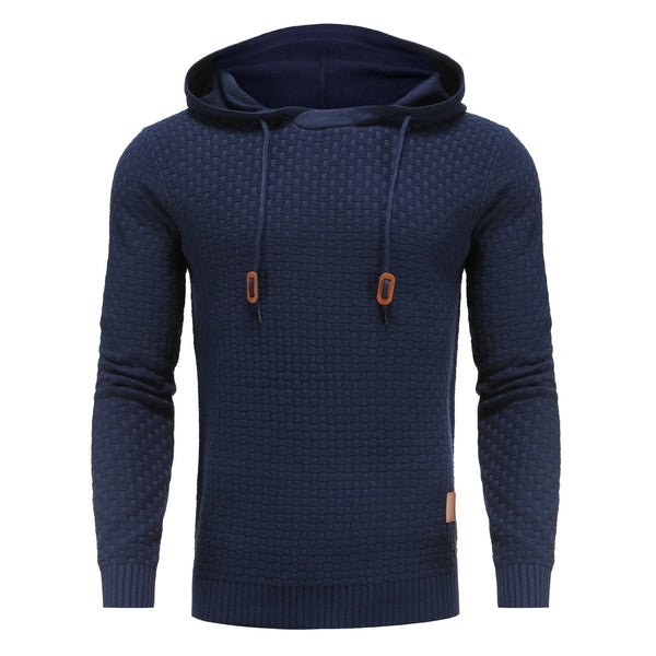Herren Hoodie Strukt Kapuzenpullover Moderner Schnitt Schwarz - Eveloria