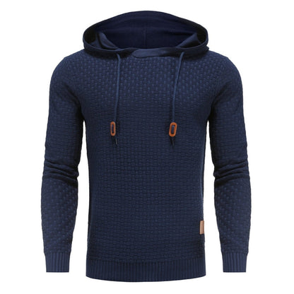 Herren Hoodie Strukt Kapuzenpullover Moderner Schnitt Schwarz - Eveloria