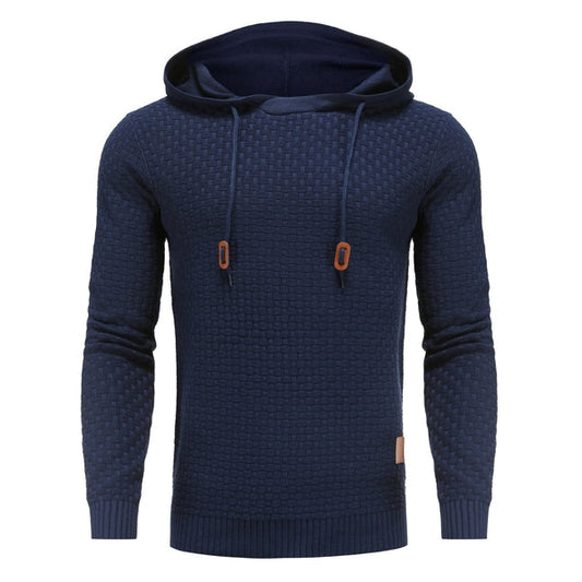 Herren Hoodie Strukt Kapuzenpullover Moderner Schnitt Schwarz - Eveloria
