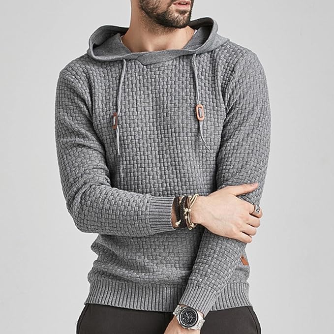 Herren Hoodie Strukt Kapuzenpullover Moderner Schnitt