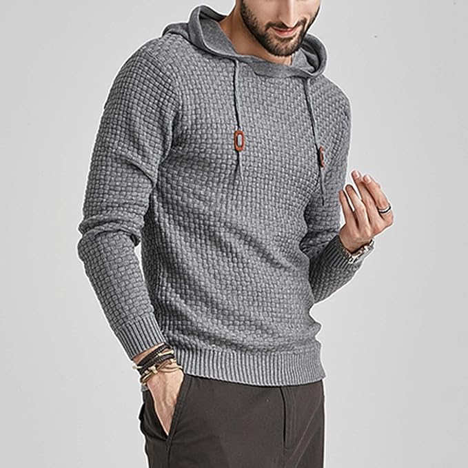 Herren Hoodie Strukt Kapuzenpullover Moderner Schnitt
