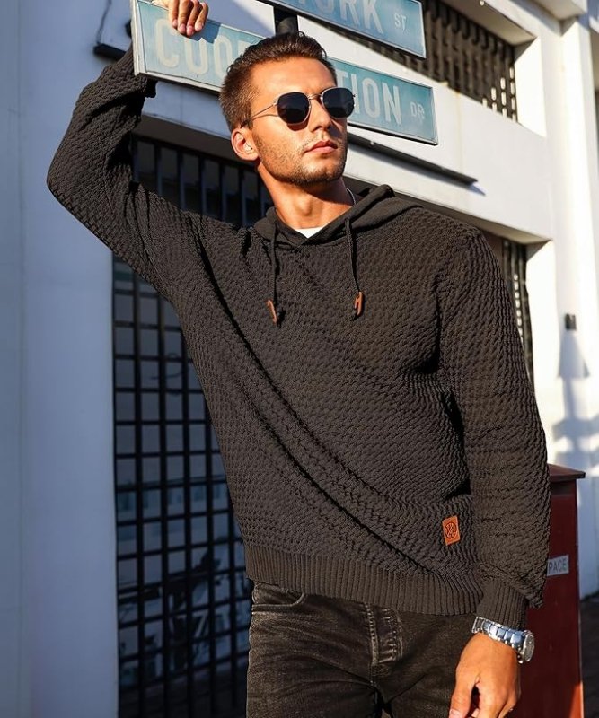Herren Hoodie Strukt Kapuzenpullover Moderner Schnitt