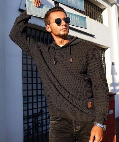 Herren Hoodie Strukt Kapuzenpullover Moderner Schnitt