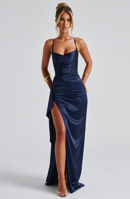 Eveloria Damen Maxikleid Marineblau