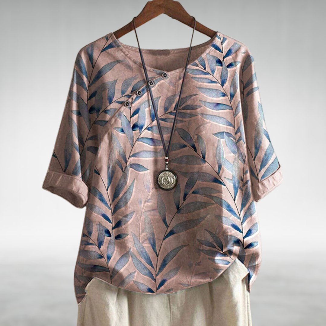 Damen Bluse mit Blumenmuster und Knöpfen