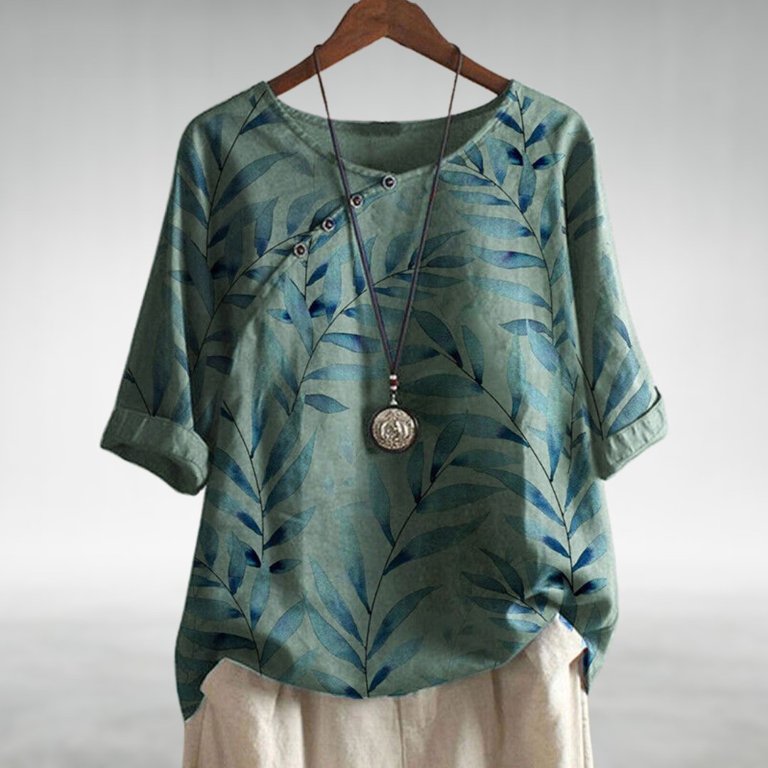 Damen Bluse mit Blumenmuster und Knöpfen