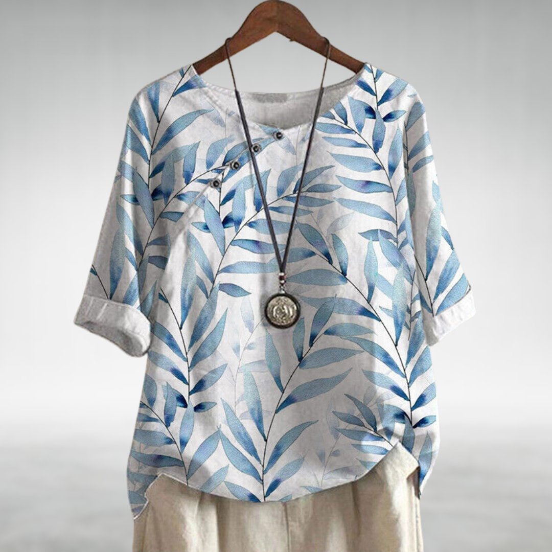 Damen Bluse mit Blumenmuster und Knöpfen