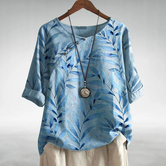 Damen Bluse mit Blumenmuster und Knöpfen - Eveloria