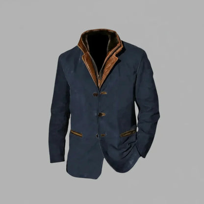 Herren Lederjacke Vintage Knöpfe Braun