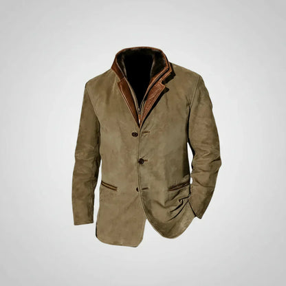 Herren Lederjacke Vintage Knöpfe Braun