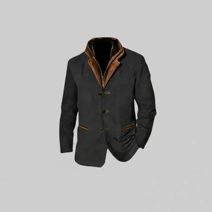 Herren Lederjacke Vintage Knöpfe Braun