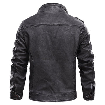 Herren Lederjacke Biker-Look Reißverschluss