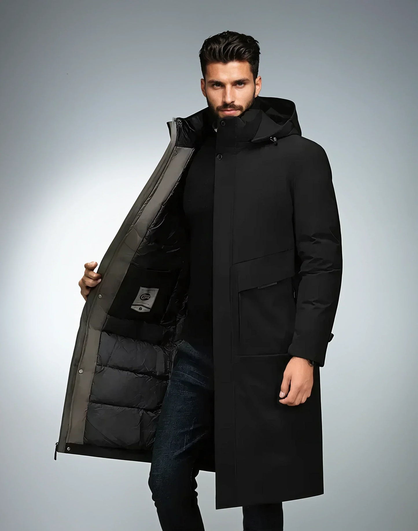 Herren Winterparka Kapuze Warm Bequem