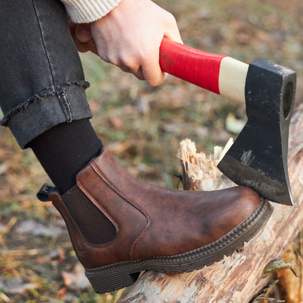 Herren Leder-Sicherheitsstiefel Stahlkappe Elastisch