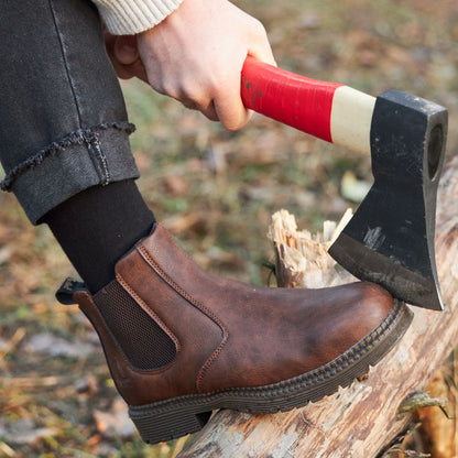Herren Leder-Sicherheitsstiefel Stahlkappe Elastisch