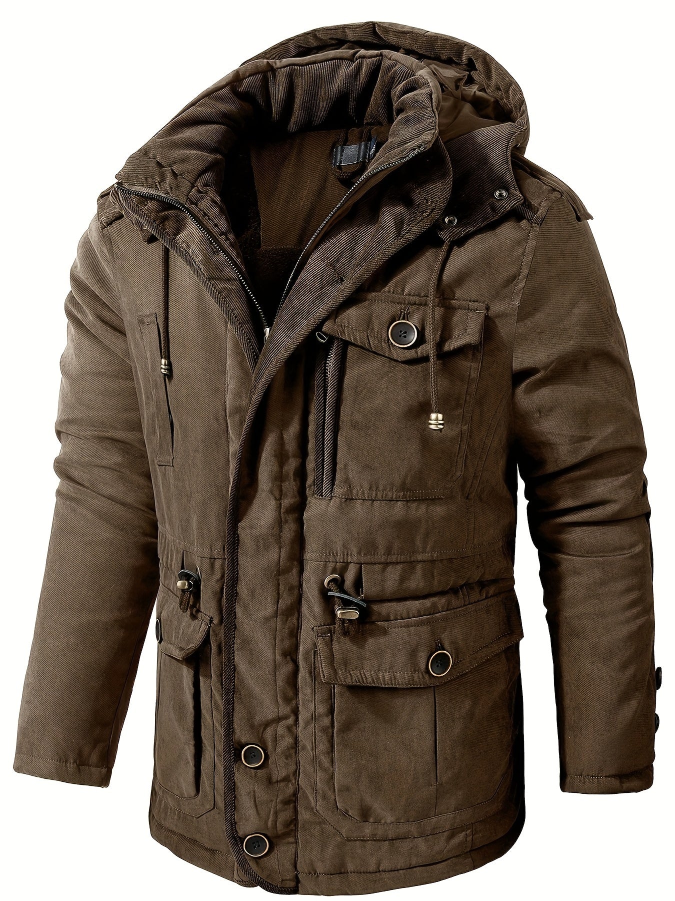 Herren Winterjacke Kapuze Reißverschluss Warm Bequem