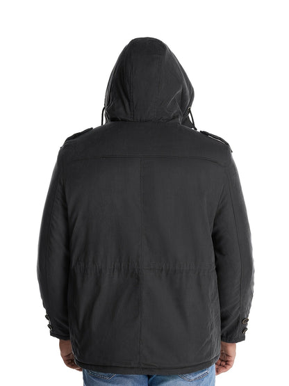 Herren Winterjacke Kapuze Reißverschluss Warm Bequem