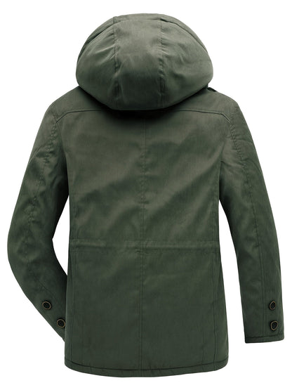 Herren Winterjacke Kapuze Reißverschluss Warm Bequem