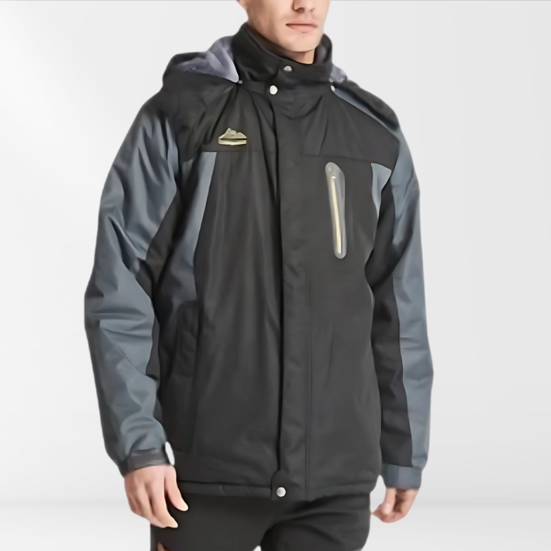 Herren Winterjacke Kapuze Wasserfest Wärmend Schwarz - Eveloria
