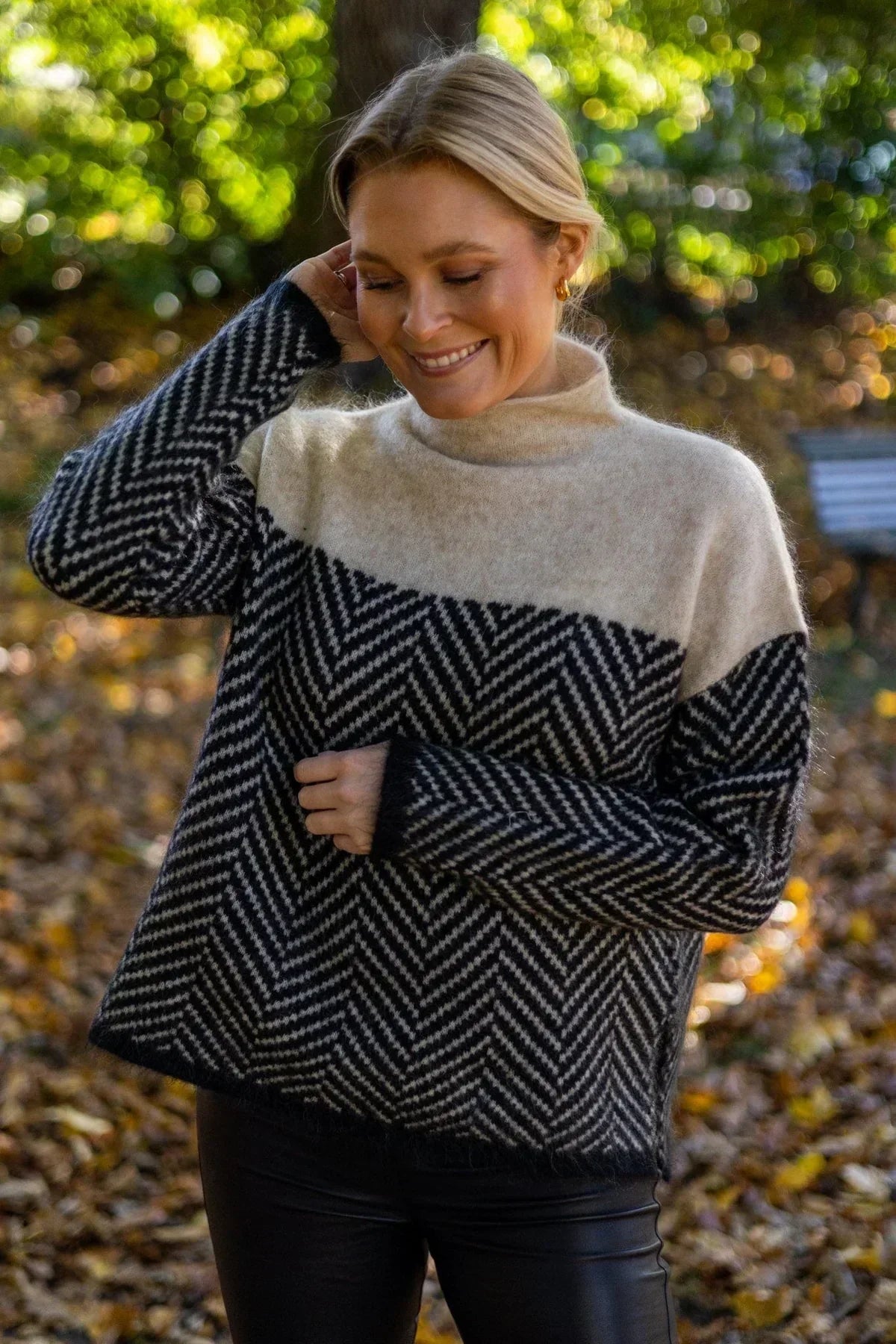 Damen Strickpullover Lockere Passform Hoher Kragen