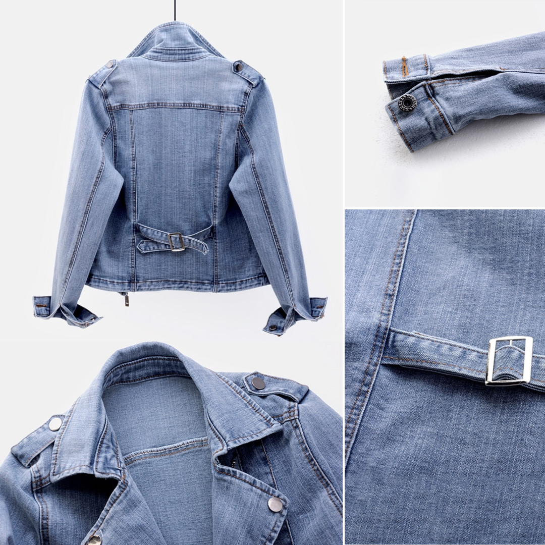 Eveloria Damen Motorradjacke Jeans