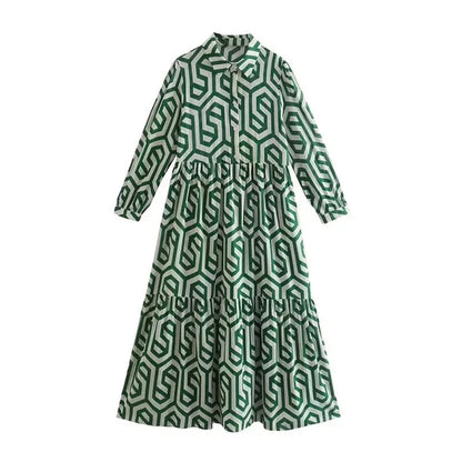 Eveloria Damen Langärmliges Kleid Geometrisches Muster