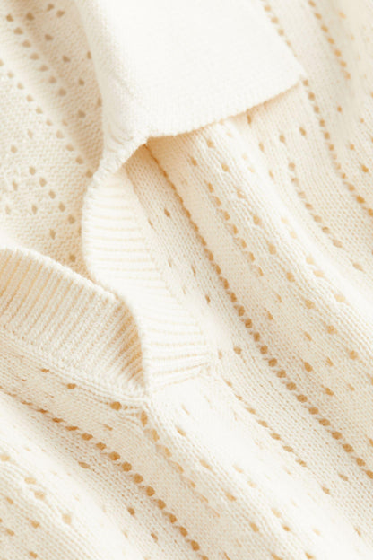 Eleganter Damen Häkel-Pullover Polokragen