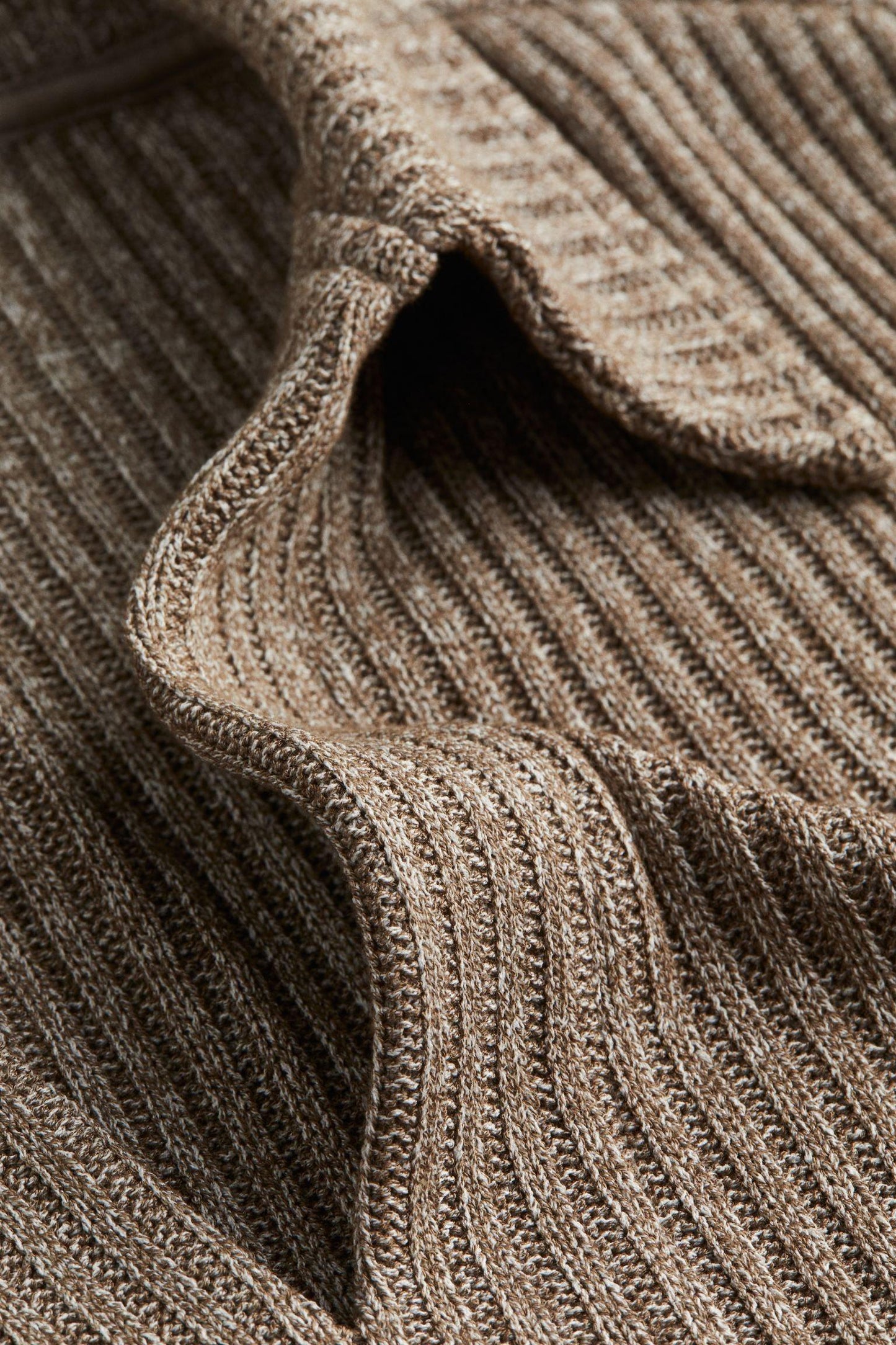 Herren Strickpullover Gerippt Kragen Beige
