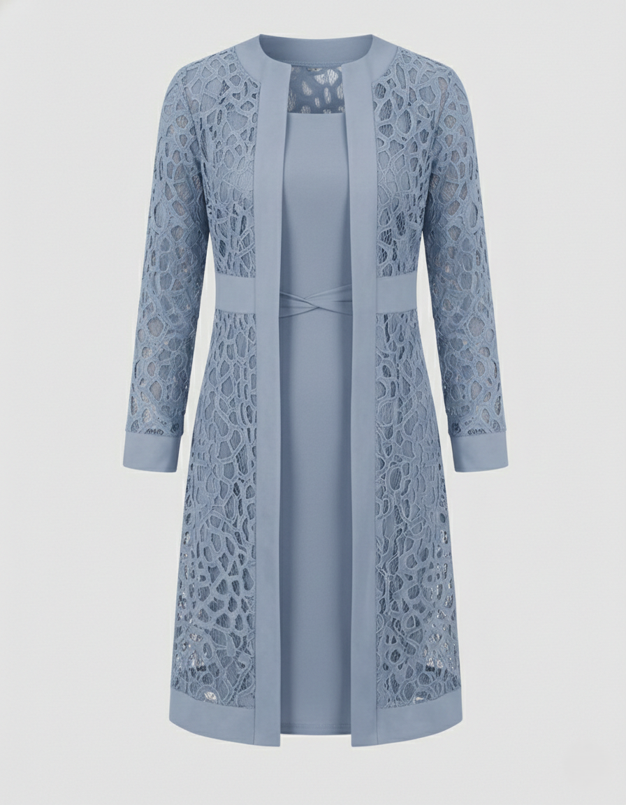 Elegantes Damenkleid aus Spitze Cardigan-Stil