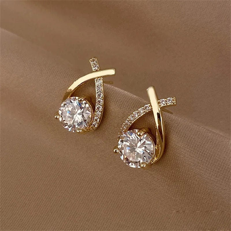 Eveloria Kristall Ohrringe Kreuz Eleganz Silber - Eveloria