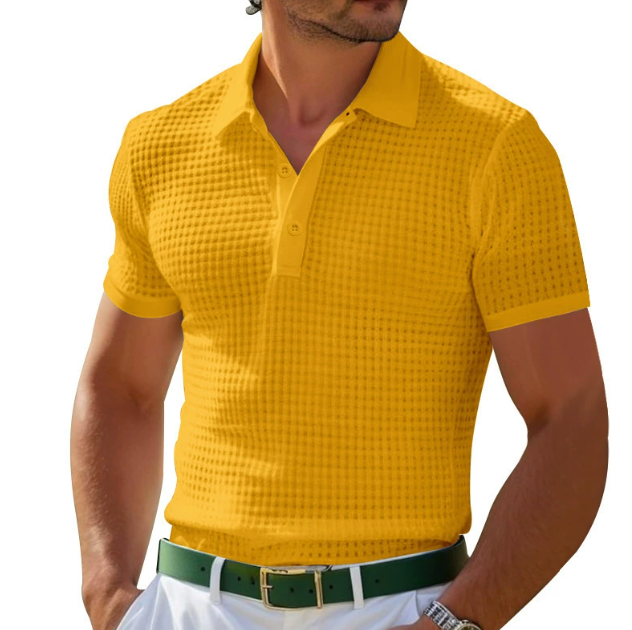 Herren Polo-Shirt Strukturiert Slim-Fit Baumwolle Weiß