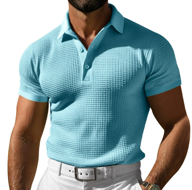 Herren Polo-Shirt Strukturiert Slim-Fit Baumwolle Weiß