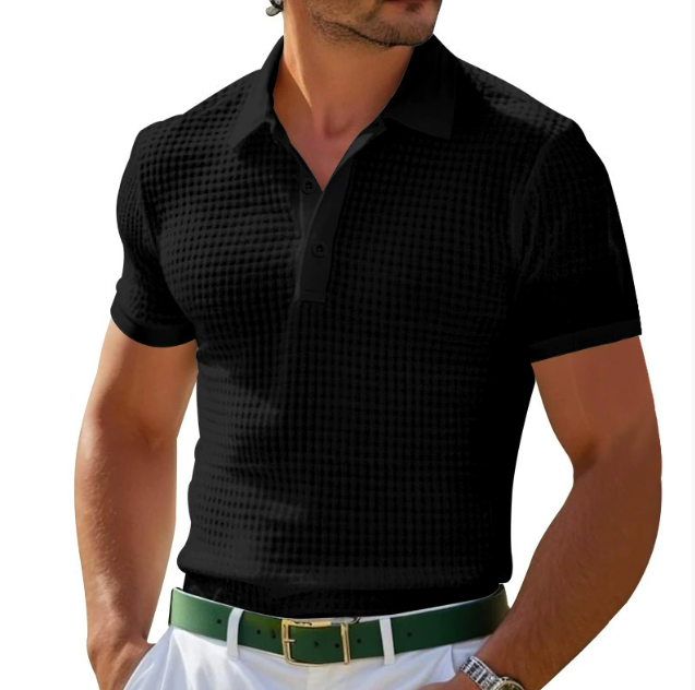 Herren Polo-Shirt Strukturiert Slim-Fit Baumwolle Weiß