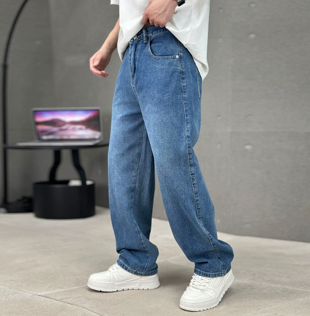 Herren Jeans Frühlingsmode Weite Passform Gerader Schnitt