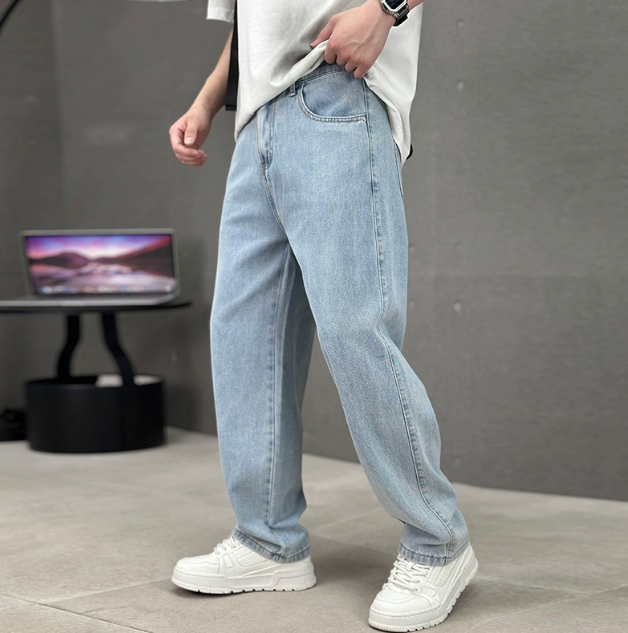 Herren Jeans Frühlingsmode Weite Passform Gerader Schnitt