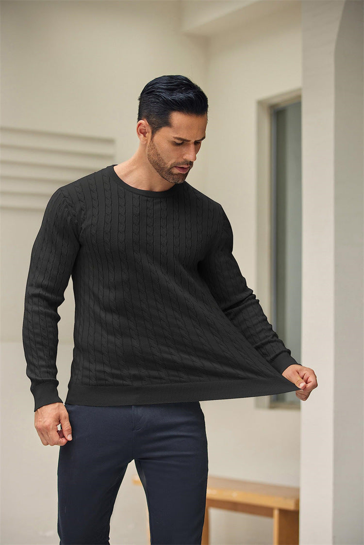 Eveloria Herren Zopfstrick Pullover Elegantes Design