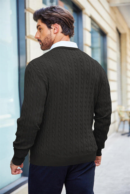 Eveloria Herren Zopfstrick Pullover Elegantes Design