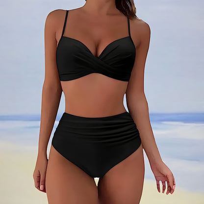 Damen Hochtailliertes Bikini-Set Push-Up