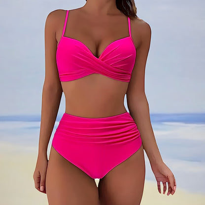 Damen Hochtailliertes Bikini-Set Push-Up