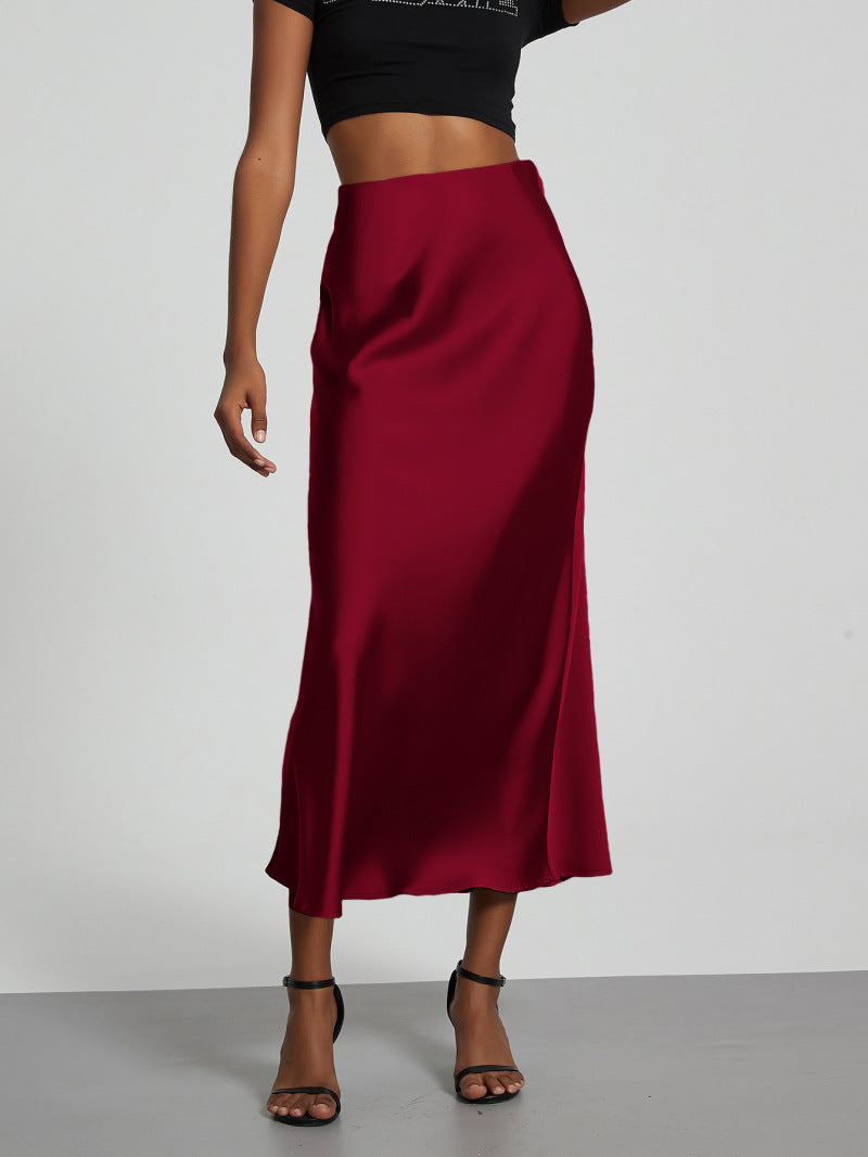 Damen Satin Midi Rock Fließend
