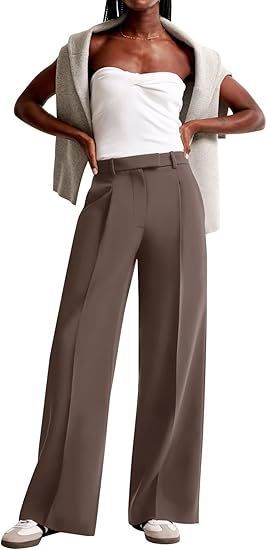 Damen Bundfaltenhose Weites Bein