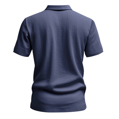 Herren Leinen Polohemd Kurzarm Halbknopf Beige