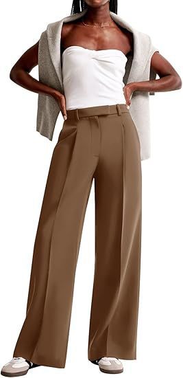 Damen Bundfaltenhose Weites Bein