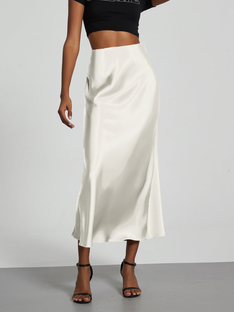 Damen Satin Midi Rock Fließend