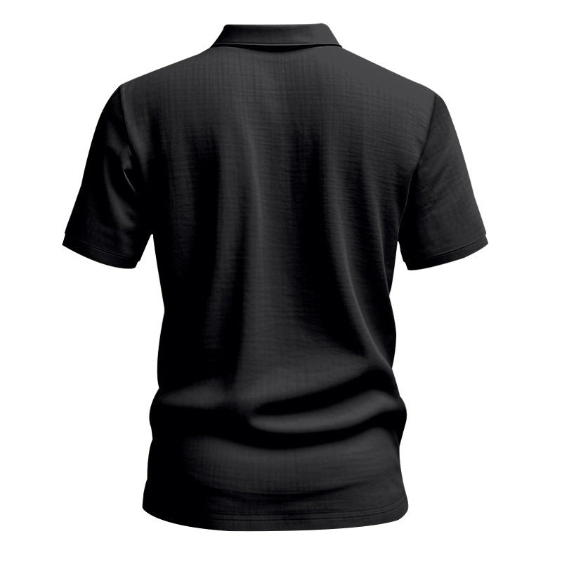 Herren Leinen Polohemd Kurzarm Halbknopf Beige
