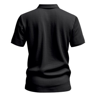 Herren Leinen Polohemd Kurzarm Halbknopf Beige